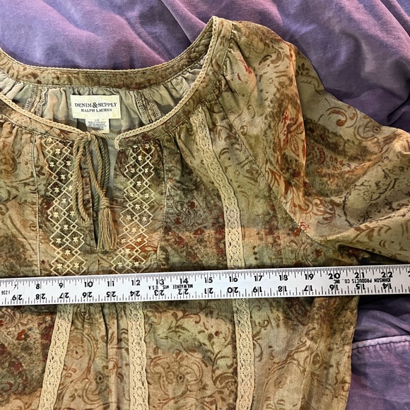 RALPH LAUREN DENIM & SUPPLY Boho Dress Tan Lightweight Corduroy Sz L - Picture 4 of 6